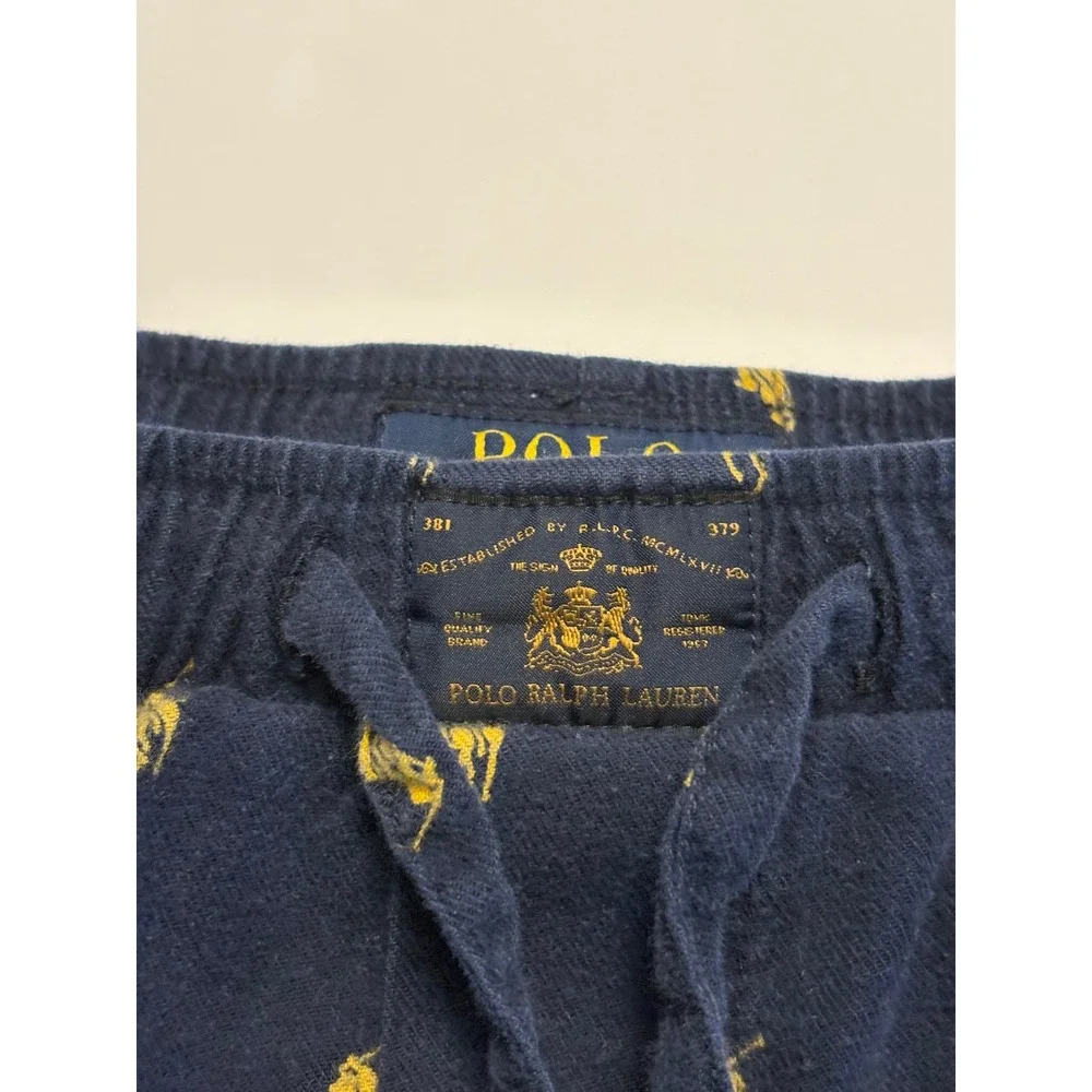 Polo Ralph Lauren Pajama Pants Mens XL Navy Blue Yellow Pony Print Cotton